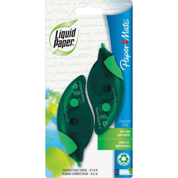 Paper Mate Correction Tape, Recycled, Comfort Grip, 2/PK, WE 2PK PAP1744480